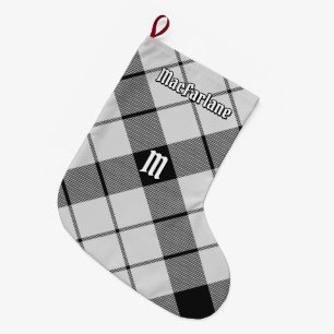 Clan MacFarlane Black and White Tartan Large Christmas Stocking