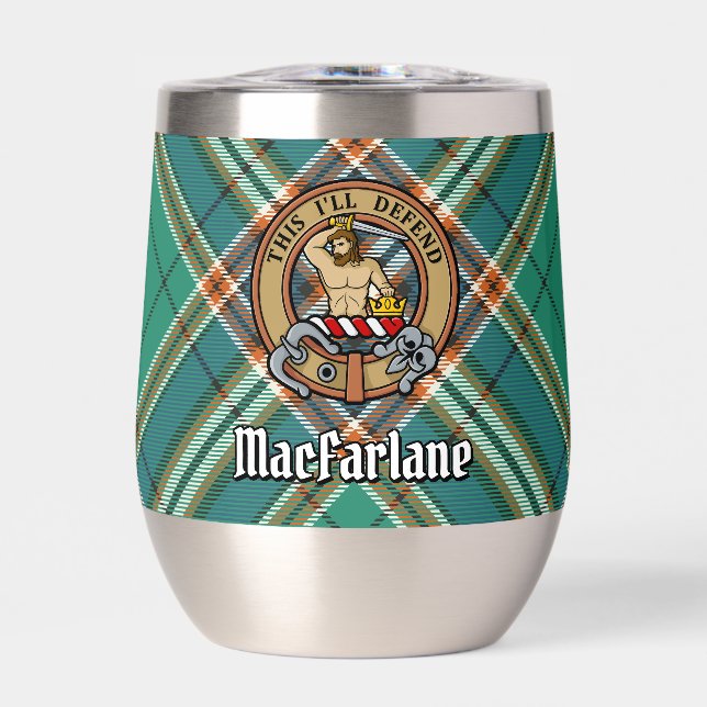 Clan MacFarlane Crest over Ancient Hunting Tartan (Front)