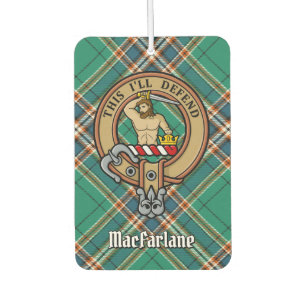 Clan MacFarlane Crest over Ancient Hunting Tartan Air Freshener
