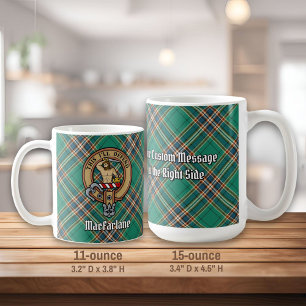 Clan MacFarlane Crest over Ancient Hunting Tartan Coffee Mug