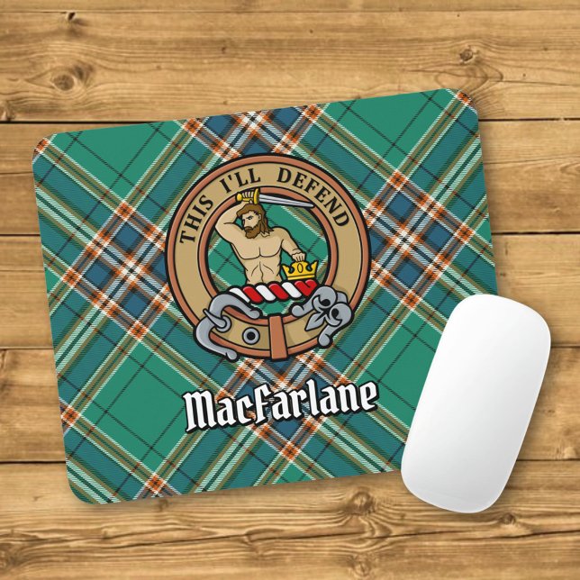 Clan MacFarlane Crest over Ancient Hunting Tartan Mouse Pad (Creator Uploaded)