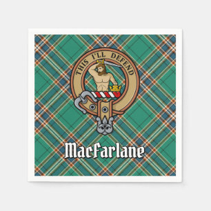 Clan MacFarlane Crest over Ancient Hunting Tartan Napkin