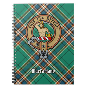 Clan MacFarlane Crest over Ancient Hunting Tartan Notebook