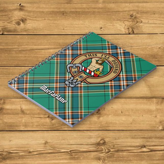 Clan MacFarlane Crest over Ancient Hunting Tartan Notebook (Creator Uploaded)