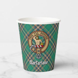 Clan MacFarlane Crest over Ancient Hunting Tartan Paper Cups