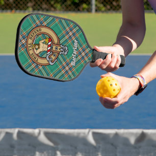 Clan MacFarlane Crest over Ancient Hunting Tartan Pickleball Paddle