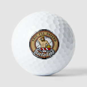 Clan MacFarlane Crest over Black and White Tartan Golf Balls