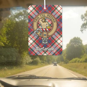 Clan MacFarlane Crest over Dress Tartan Air Freshener