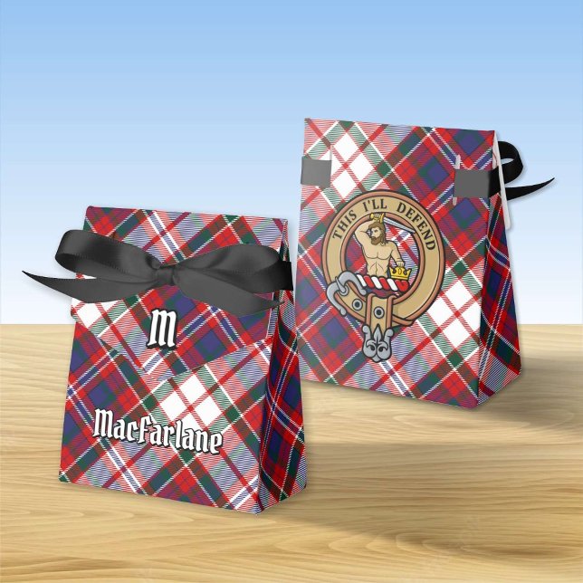Clan MacFarlane Crest over Dress Tartan Favor Box (Creator Uploaded)