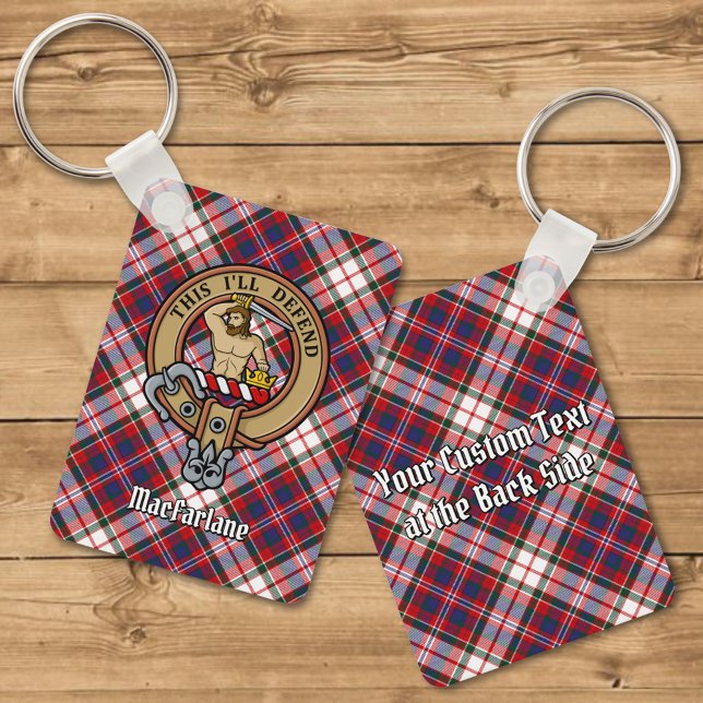 Clan MacFarlane Crest over Dress Tartan Keychain (Creator Uploaded)