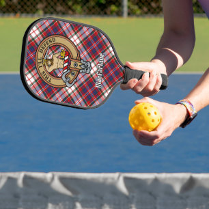 Clan MacFarlane Crest over Dress Tartan Pickleball Paddle