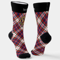 Clan MacFarlane Crest over Dress Tartan