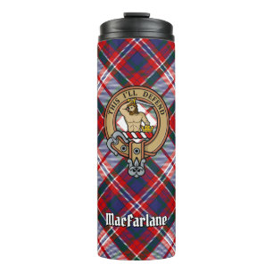 Clan MacFarlane Crest over Dress Tartan Thermal Tumbler