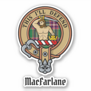 Clan MacFarlane Crest over Modern Hunting Tartan
