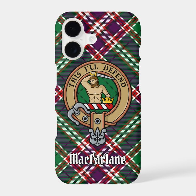 Clan MacFarlane Crest over Modern Hunting Tartan (Back)