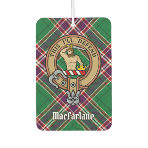 Clan MacFarlane Crest over Modern Hunting Tartan Air Freshener