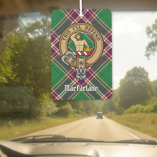 Clan MacFarlane Crest over Modern Hunting Tartan Air Freshener