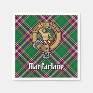 Clan MacFarlane Crest over Modern Hunting Tartan Napkin