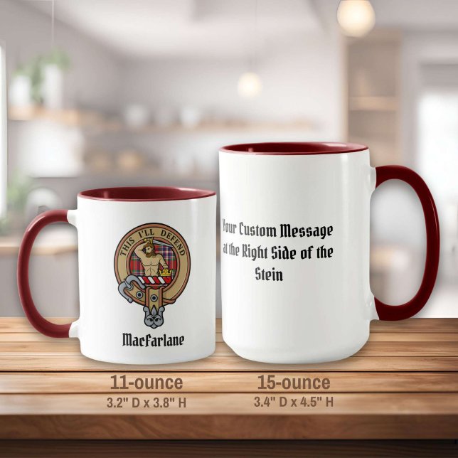 Clan MacFarlane Crest over Red Tartan Mug (Creator Uploaded)
