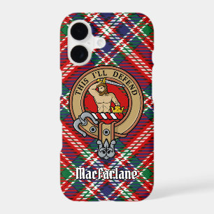 Clan MacFarlane Crest sur Red Tartan