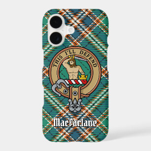 Clan MacFarlane Crest sur Tartan de chasse antique