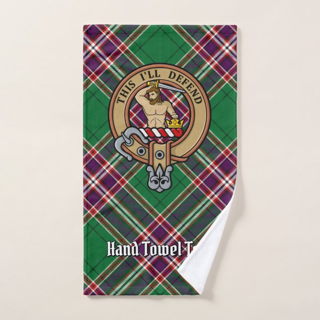 Clan MacFarlane Crest sur Tartan de chasse moderne (Serviette à main)