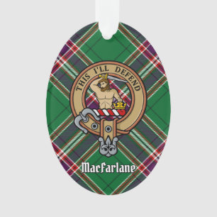 Clan MacFarlane Crest sur Tartan de chasse moderne