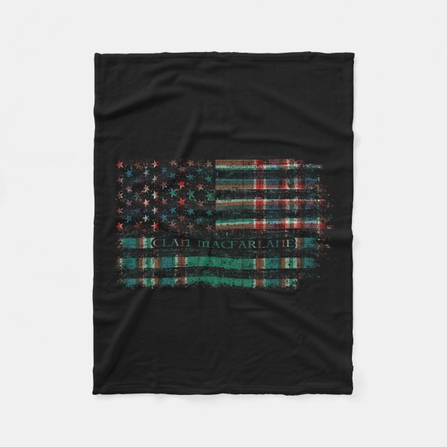 Clan Macfarlane Hunting Scottish Tartan Us Flag Sc Fleece Blanket (Front)