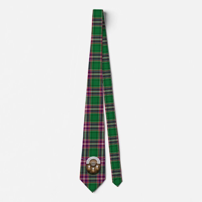 Clan MacFarlane Hunting Tartan And Sporran Tie (Front)