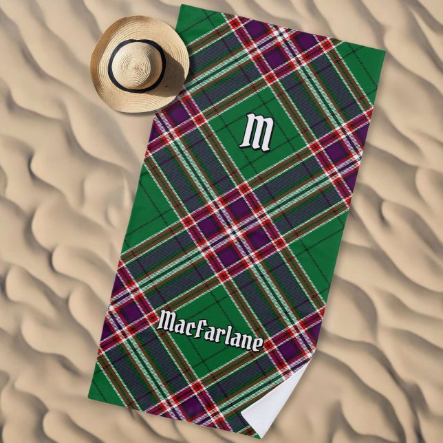 Clan MacFarlane Modern Hunting Tartan Beach Towel (Creator Uploaded)