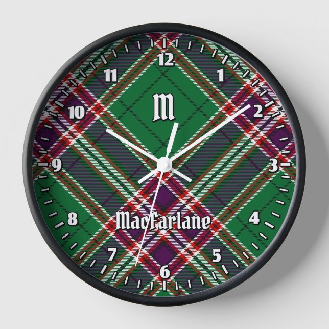 Clan MacFarlane Modern Hunting Tartan Clock (Front)