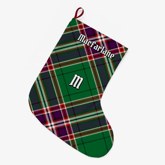 Clan MacFarlane Modern Hunting Tartan Large Christmas Stocking (Front (Hanging))