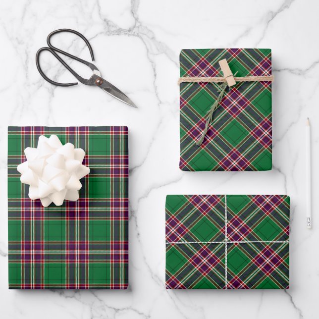 Clan MacFarlane Modern Hunting Tartan Wrapping Paper Sheet (Front)