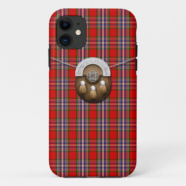 Clan MacFarlane Red Tartan And Sporran Case-Mate iPhone Case (Back)