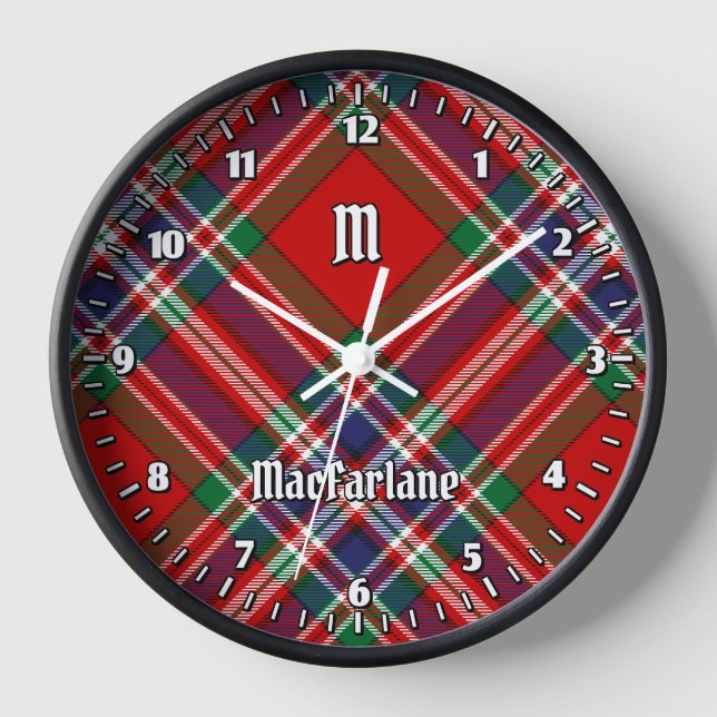 Clan MacFarlane Red Tartan Clock (Front)