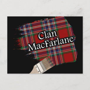 Clan MacFarlane Scottish Tartan Paint Brush Postcard