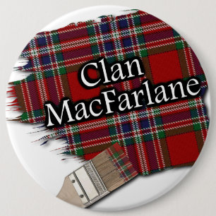 Clan MacFarlane Tartan Paint Brush 6 Inch Round Button