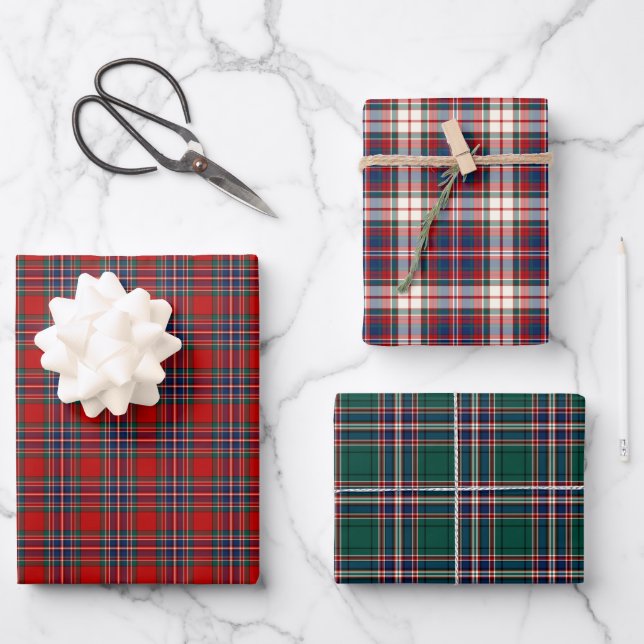 Clan MacFarlane Tartan Variations Wrapping Paper Sheet (Front)