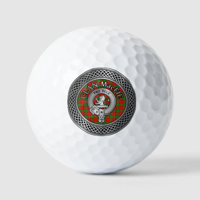 Clan MacFie Crest & Tartan Knot Golf Balls (Front)