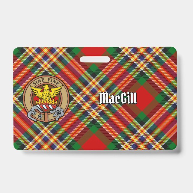 Clan MacGill Crest over Tartan Badge (Front)
