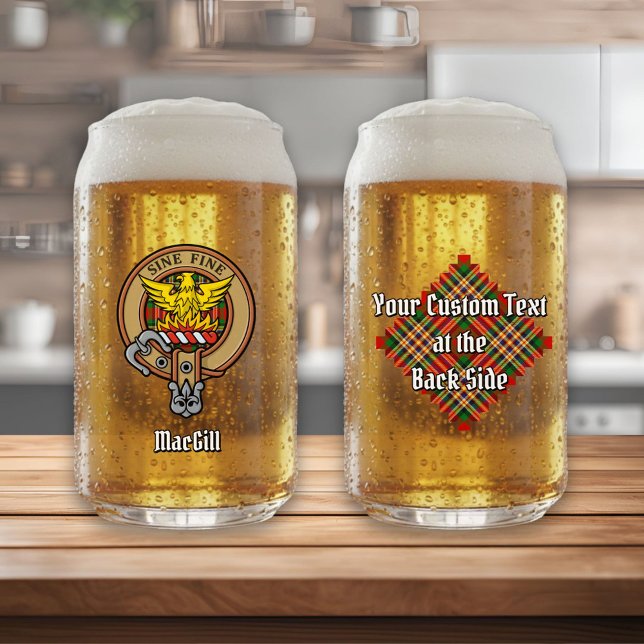 Clan MacGill Crest over Tartan Can Glass (Creator Uploaded)