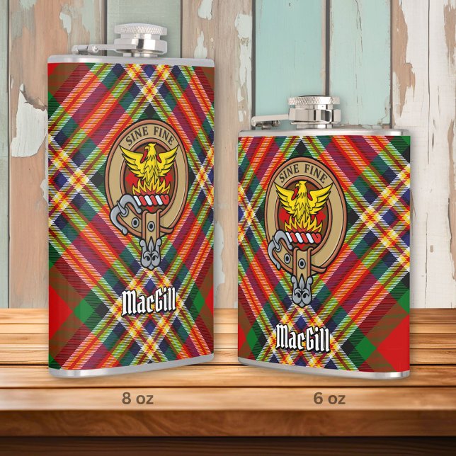 Clan MacGill Crest over Tartan Hip Flask (Creator Uploaded)