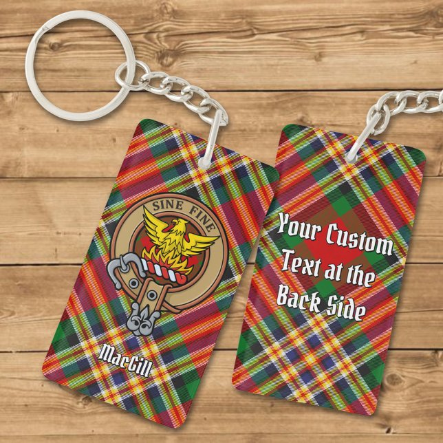 Clan MacGill Crest over Tartan Keychain (Creator Uploaded)