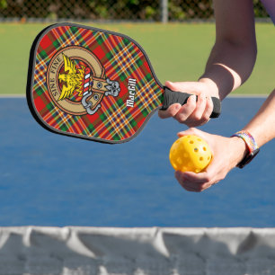 Clan MacGill Crest over Tartan Keychain Pickleball Paddle