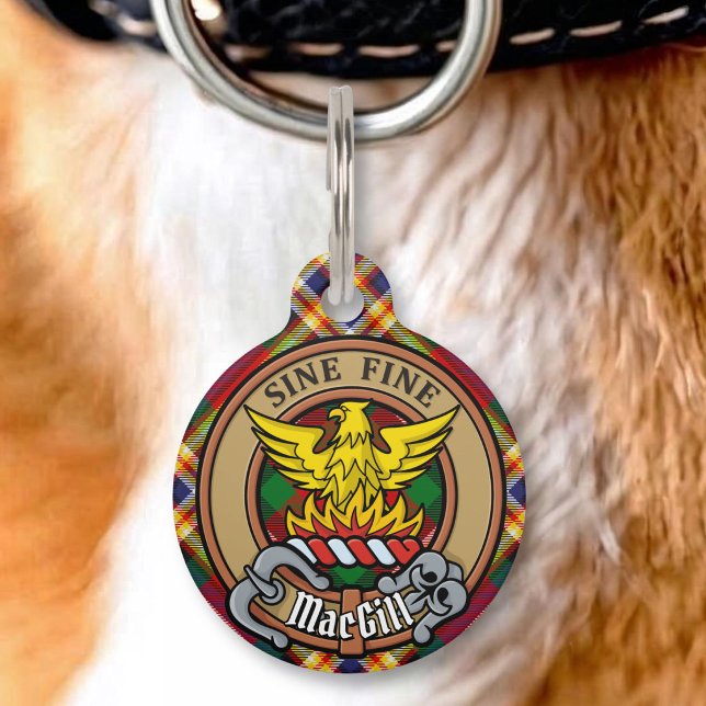 Clan MacGill Crest over Tartan Pet Tag (Creator Uploaded)