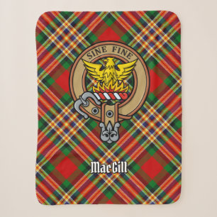 Clan MacGill Crest over Tartan Sherpa Blanket