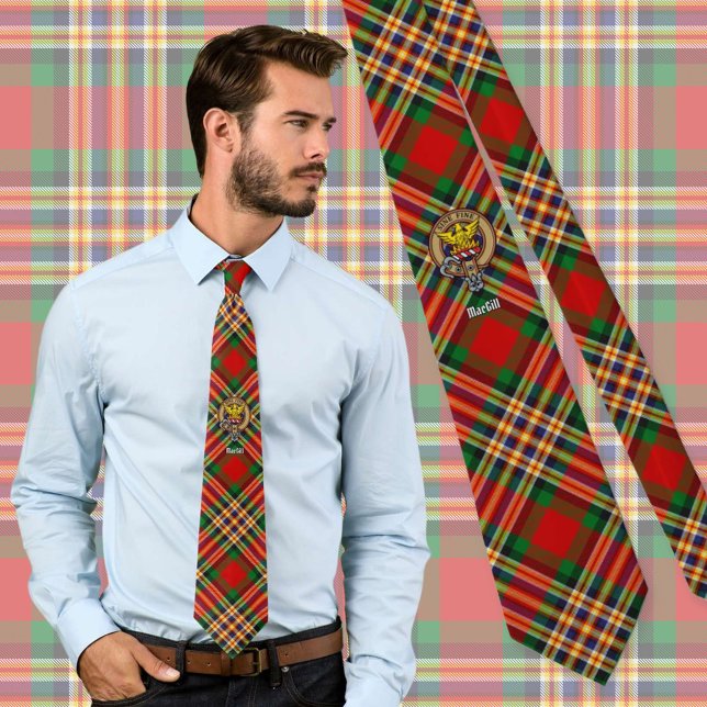 Clan MacGill Crest over Tartan Tie (Creator Uploaded)