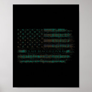Clan Macgillivray Hunting Scottish Tartan Us Flag  Poster