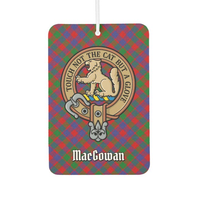 Clan MacGowan Crest over Tartan Air Freshener (Front)