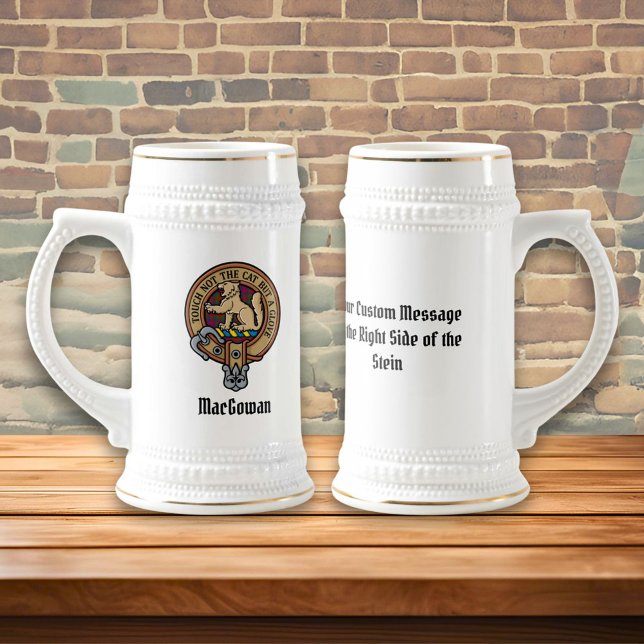 Clan MacGowan Crest over Tartan Beer Stein (Creator Uploaded)